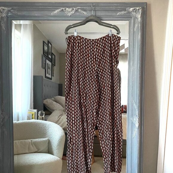 NWT Staud Bonita Pant Basket Weave Print Brown Size 16 - Picture 5 of 10